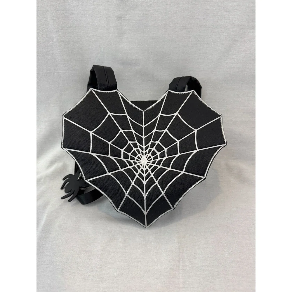 Spider Web Heart Backpack with Spider Charm Halloween‎ Goth Emo Purse NWOT